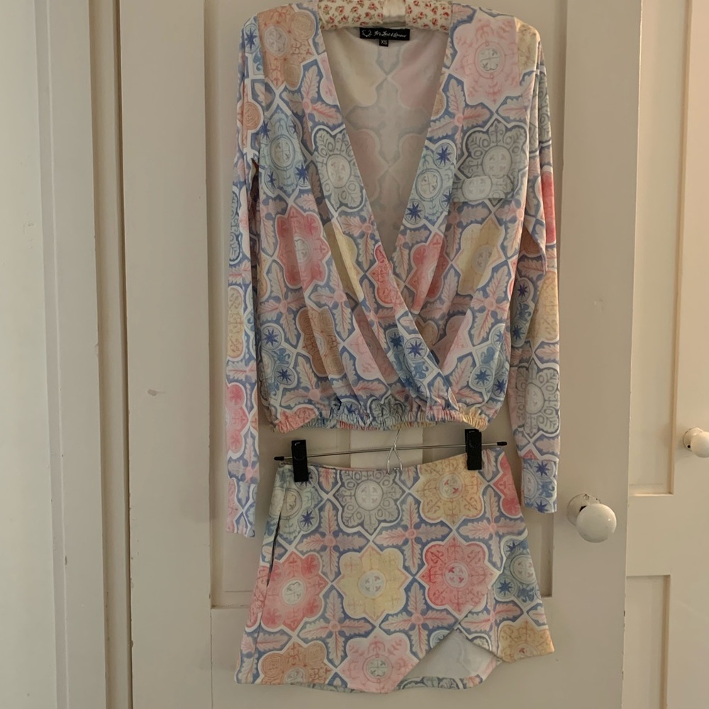For love and lemons matching skirt and top.